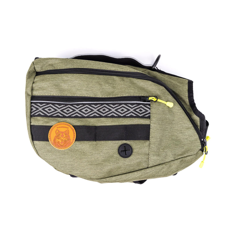 Wilderdog Dog Backpack with Built in Harness and Back-Mounted D-Ring Leash Attachment, Handle, Two Saddlebags with 4 Total Pockets, Built in Poop Bag Dispenser (Olive, Medium) Olive Green - PawsPlanet Australia