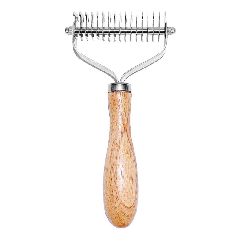 Pet Hair Removal Comb Solid Wood Metal Pet Brush Bilateral Grooming Tool Matting And Grooming Of Tangled Hairs For Cats, Large Dogs, Small Dogs - PawsPlanet Australia