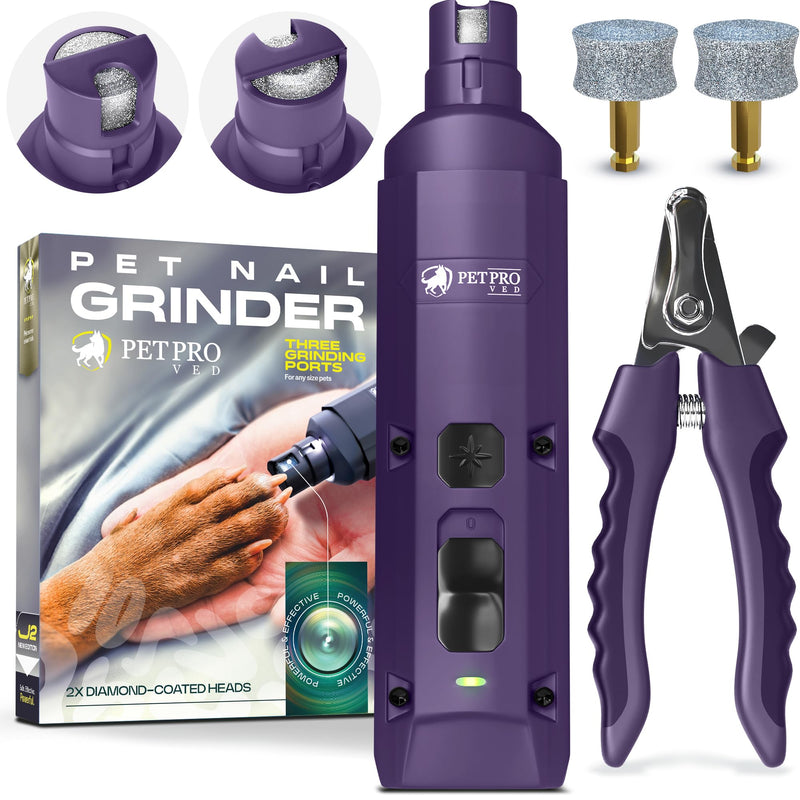 Dog Nail Grinder Quiet Dog Nail File Pet Nail Grinder for Dogs Quiet Cat Nail Trimmer for Large Dogs Small Medium Dog Toenail Grinder Electric Dog Nail Trimmer for Small Dogs (Purple) Purple - PawsPlanet Australia