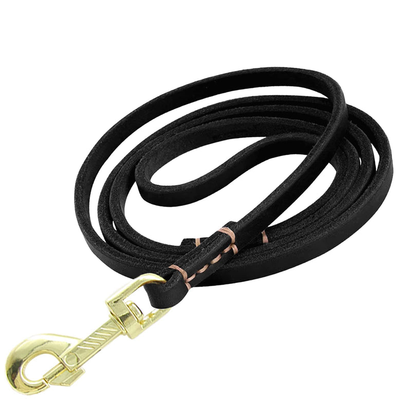 Leather Dog Leash 6ft, Durable Braided Dog Training Leash, Strong Heavy Duty Leather Leashes, Soft and Comfortable Dog Leashes for Medium Small Dogs Walking Training (Black) 6FT*2/5" Black - PawsPlanet Australia