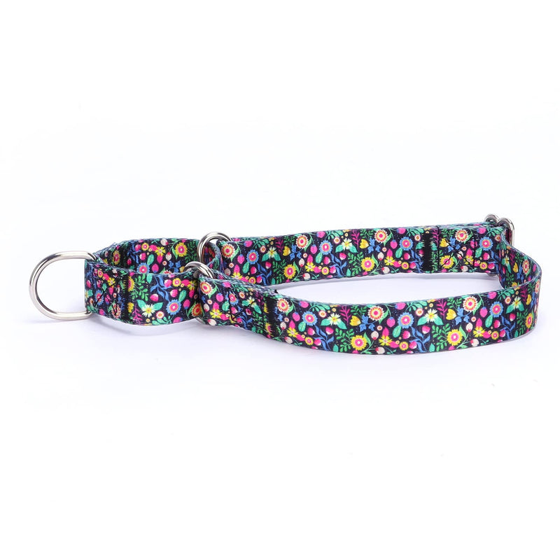 Heavy Duty Nylon Dog Collar, Adjustable Martingale Dog Collar for Walking Training Boy and Girl Dogs Medium Large Dogs (L:45-53CM, Strawberry Flowers) L:45-53CM - PawsPlanet Australia