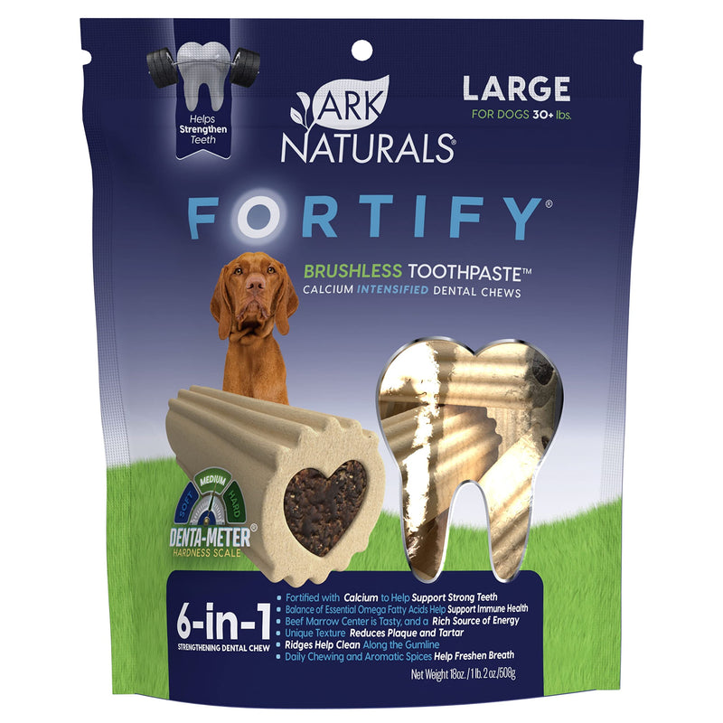 Ark Naturals Fortify Brushless Toothpaste – Large Breeds, 18oz Bag – Dog Dental Chew with Calcium, Omegas & Beef Marrow Center – Support Strong Teeth and Freshen Breath with Dental Chews for Dogs Large Breed - PawsPlanet Australia