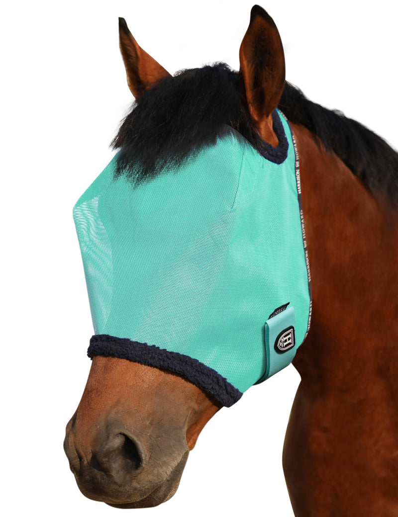 Harrison Howard All Round Mesh Horse Fly Mask UV Protective with Fleece Padded Edging Mint L Full (Large) - PawsPlanet Australia