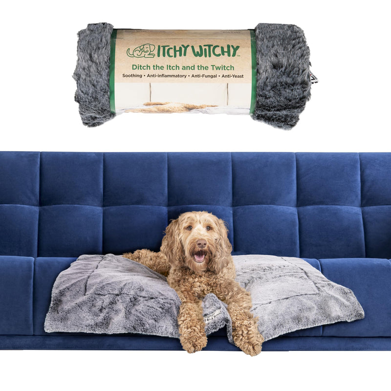 Dog Gone Smart Itchy Witchy Blanket - Soft Velvet & Tipped Faux Fur, Plush Dog Throw Infused with Micro-Encapsulated Essential Oils for a Soothing Skin-Friendly Experience, Black, Medium 30x40 Inches - PawsPlanet Australia