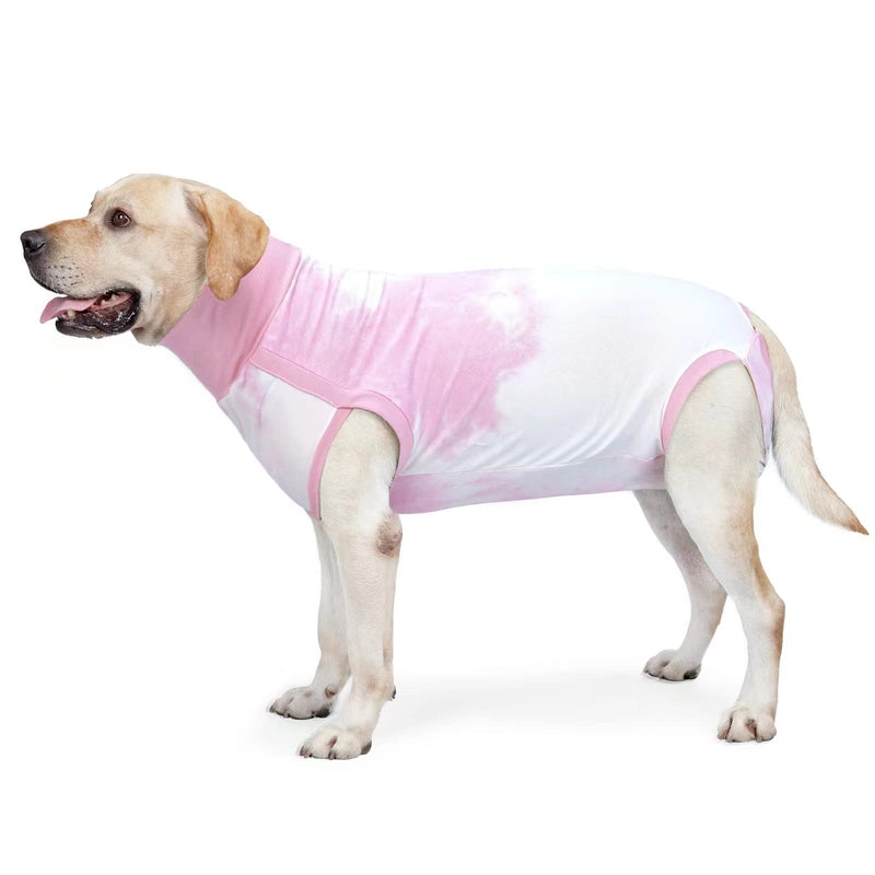 Dog Recovery Suit, Abdominal Wound After Surgery Wear, Prevent Licking Wounds, E-Collar & Cone Alternatives, Tie Dye Dog Surgical Shirt Dog Spay Bodysuit Anti Shedding(2XL, Pink) XXL - PawsPlanet Australia