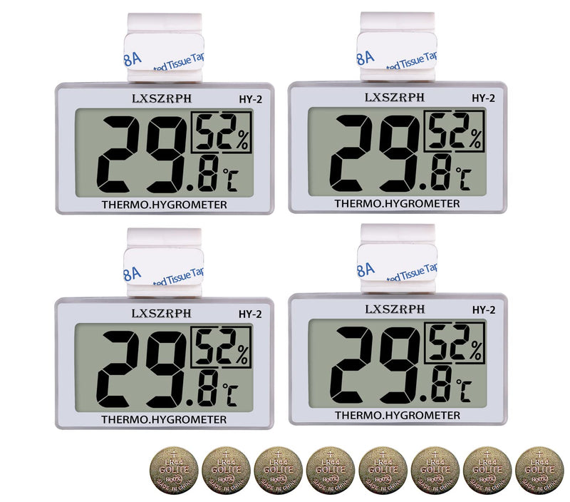 Reptile Hygrometer Thermometer LCD Display Digital Reptile Tank Hygrometer Thermometer with Hook Temperature Humidity Meter Gauge for Reptile Tanks, Terrariums, Vivarium (4 packs) 4 packs - PawsPlanet Australia
