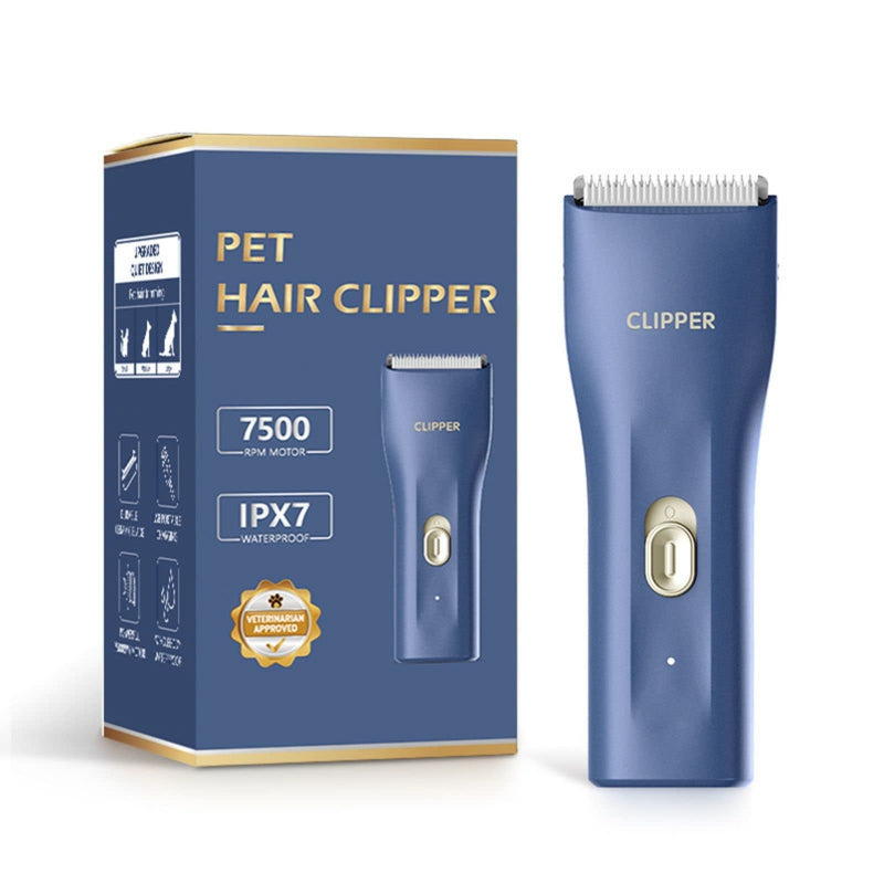 Dog Cat Home Hair Waterproof Clipper Portable Electric USB Rechargeable Pet Grooming Tools Low Noise Shaver Cordless Trimmer for Small and Large Pets L006-blue