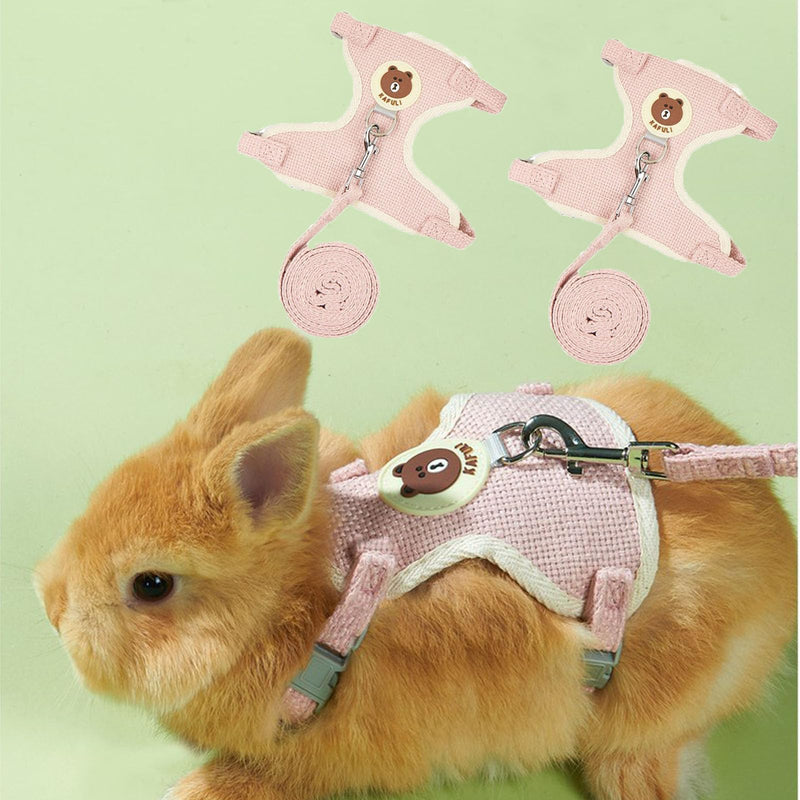 Rabbit Harness and Leash Set 2 Pieces Adjustable Bunny Harness Leash Ferret Harness Guinea Pig Harness Ferret Leash for Small Pets Walking Outdoor (Pink, Small) Pink - PawsPlanet Australia