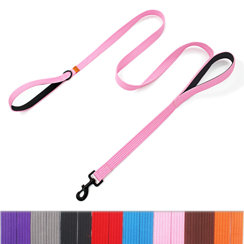 lynxking Dog Training Leash Double Handle Dog Leash Heavy Duty 6ft Webbing 2 Padded Handles Leash Long Reflective Safety Walking Lead for Small Medium Large Dogs Medium-3/4"x 6' Pink - PawsPlanet Australia
