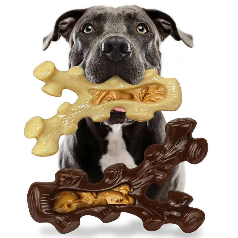 2 Pack Dog Chew Toys for Aggressive Chewers,Boredom and Stimulating Best DogToys for Medium/Large Breed,Tough Durable Almost Indestructible Dog Bones for Teeth Cleaning and Training - PawsPlanet Australia