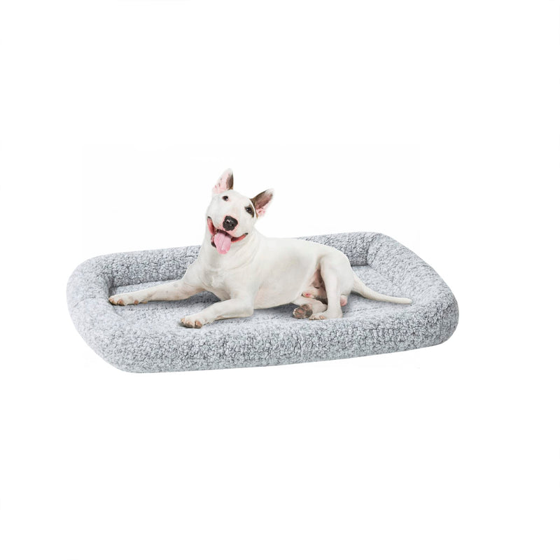 Friends Forever Bolster Dog Crate Mat 36 Inch, Washable Dog Crate Bed, Sherpa Fleece, Nova Grey Crate Mat w/ Bolster 35.5"L x 23"W x 3"H - PawsPlanet Australia