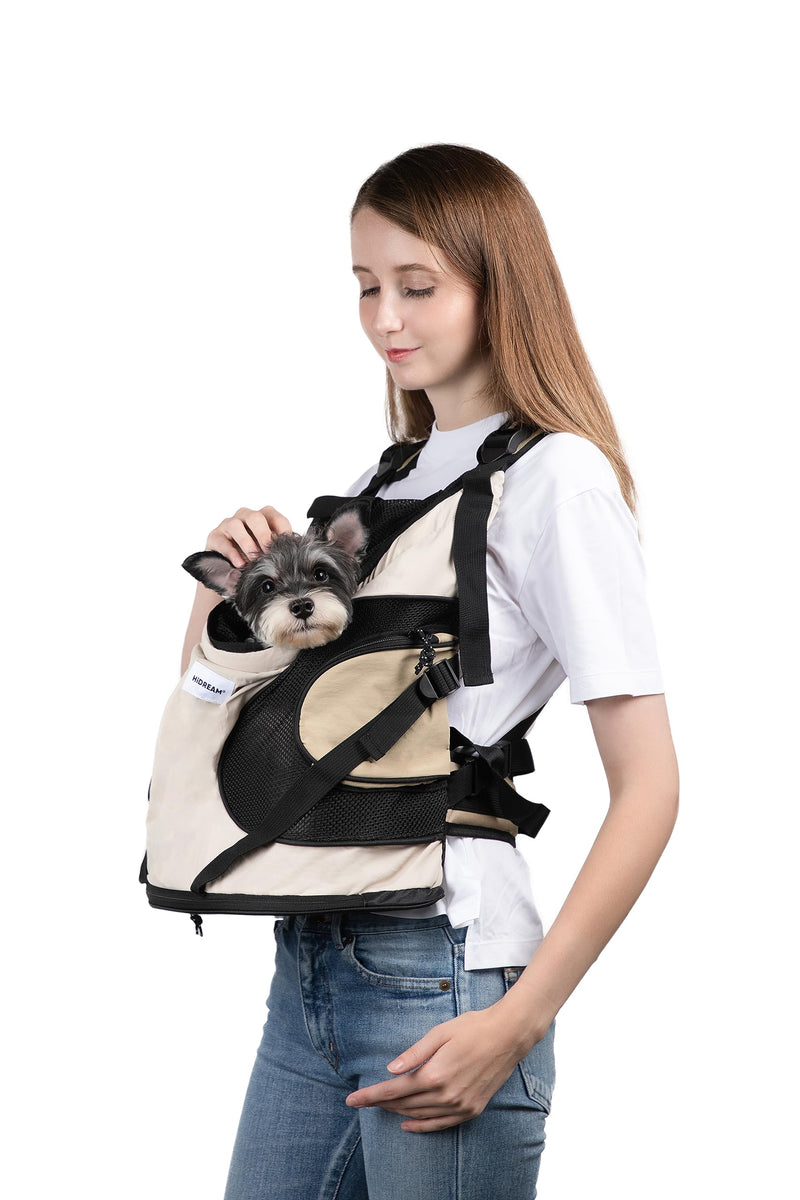 Dog Carriers for Small Dogs,Dog Backpack with 2 Pocket for Travel,Comfortable Dog Front Carrier Suitable for Dogs 8-18 pounds Machine Washable (Beige) Medium - PawsPlanet Australia