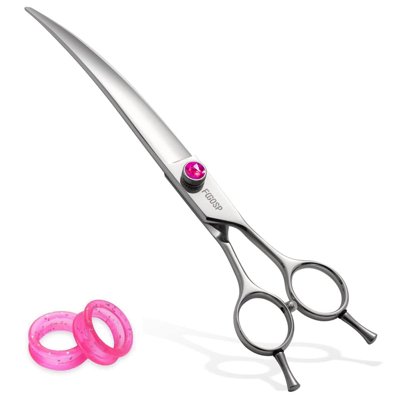 Curved Dog Grooming Scissors 7.5 inch Professional Curved Shears Dog Grooming for Poodle Large Dog Pet 30 Degree Japanese 440C Right Handed Super Sharp Purple Diamond(7.5,Curved) 7.5 inch Purple Diamond - PawsPlanet Australia