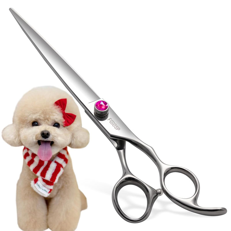 Straight Dog Grooming Scissors 7.0'' Professional Dog Hair Shears Pet Cat Japan 440C Grooming Scissors for Small Dogs Super Sharp (7.0'',Straight) Straight Shears 7.0 inch Purple Diamond - PawsPlanet Australia
