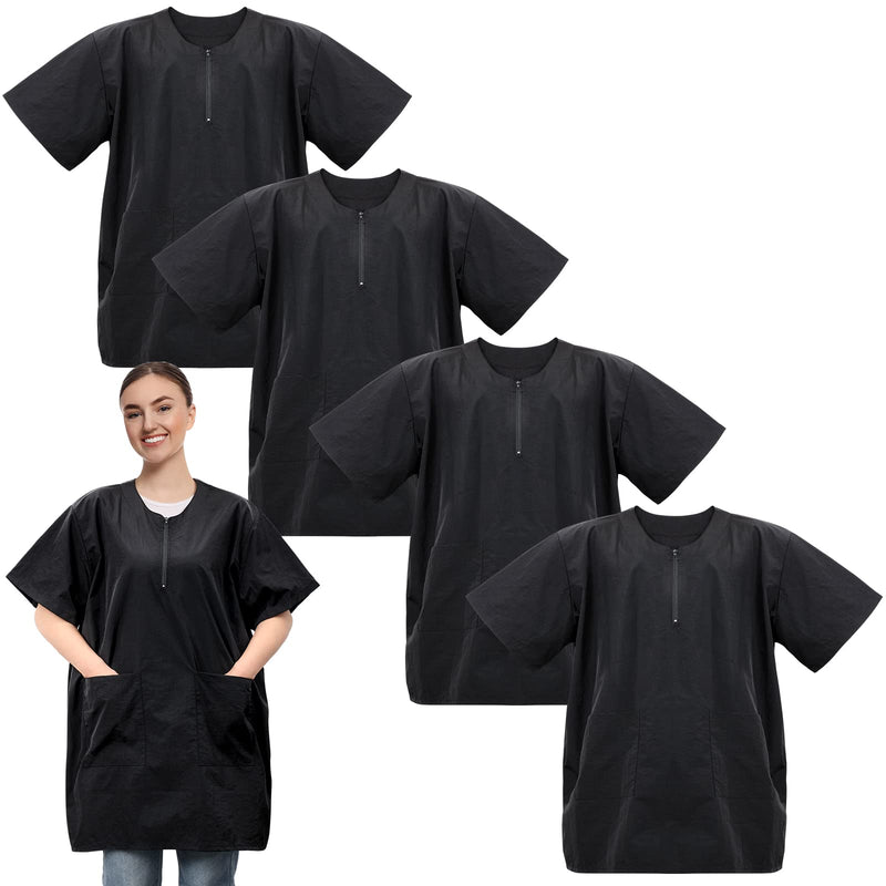 Bonuci 4 Pack Pet Grooming Work Clothes with Zipper, 3XL Size, Anti Static Splash Proof Barber Smock for Pet Dog Grooming, Hairdressers, Cosmetologists - PawsPlanet Australia