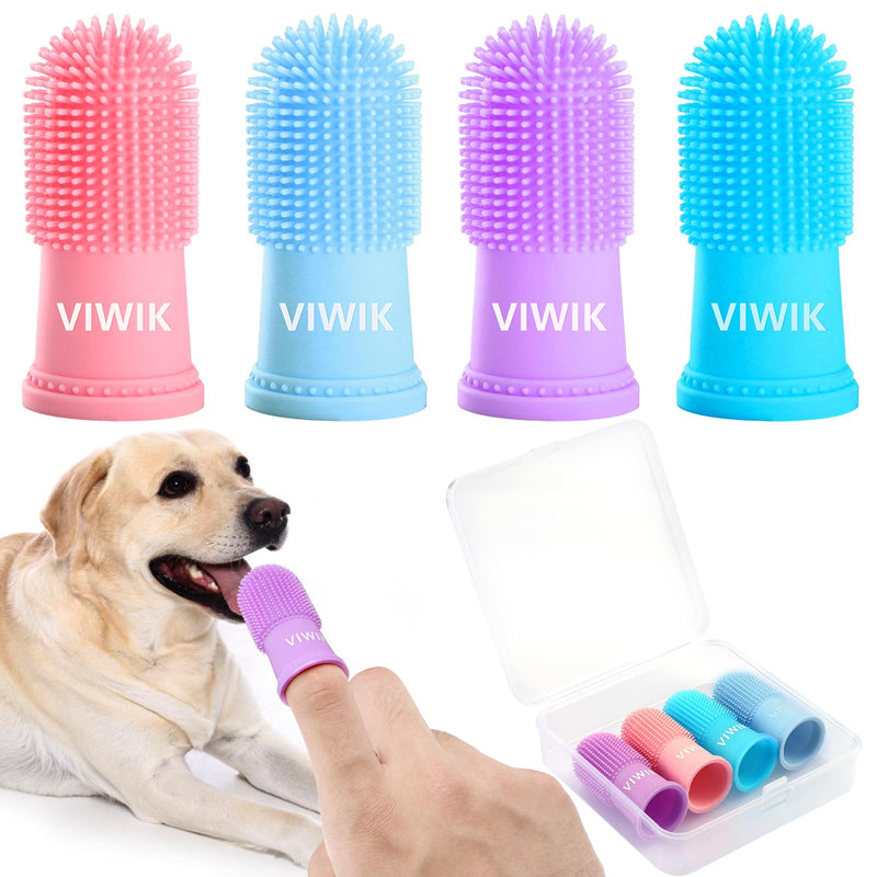 4Pack Dog Toothbrush Dog Tooth Brushing Kit, Cat Finger Toothbrush for Dogs Small Breed, Medium Large Dogs, Puppy Toothbrush for Dog Teeth Cleaning & Dental Care, Pet Finger Toothbrush Kit 1 Count (Pack of 4) - PawsPlanet Australia