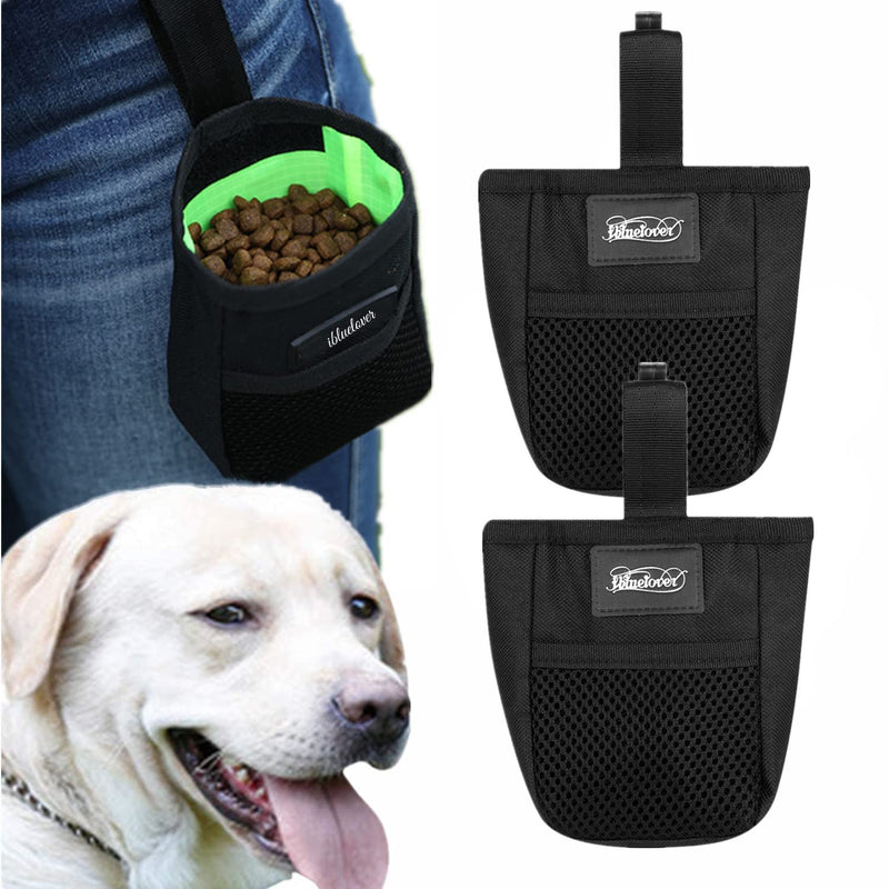2 Pcs Dog Treat Pouch Pet Trainning Waist Bag Portable Food Snack Small Item Storage Holder Bag Hook Design Pet Training Reward Pouch Bait Sack Mini Doggie Puppy Bird Snack Carrier Container Pockets black*2 - PawsPlanet Australia