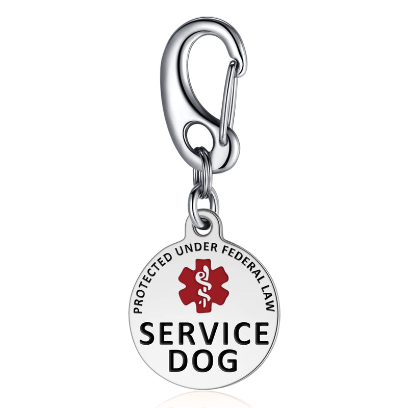 Service Dog Tag/ESA Animal Tag - Double Sided with Federal Protection & Red Medical Alert Symbol| Easily Attach to Collar, Harness, Vest | Service Dog Identification Tag Polished Stainless Steel Service Dog 1.3' - PawsPlanet Australia