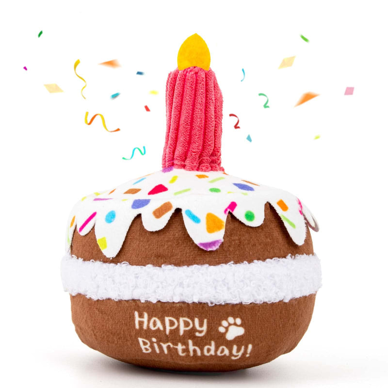 Dog Birthday Cake Toy - Dog Birthday Girl Boy Gifts, Squeaky Plush Dog Birthday Toy Small - PawsPlanet Australia