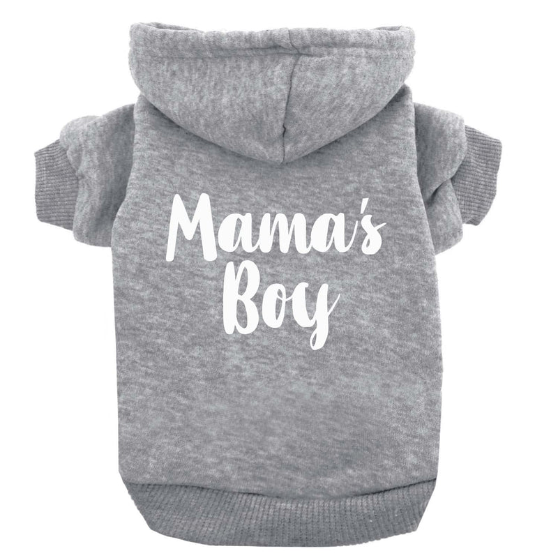 Mama's Boy Dog Hoodie | Fleece Lined |Leash Hole for Mom | Valentine's Day | Prop Photoshoot|Grey, Large (6) Grey - PawsPlanet Australia
