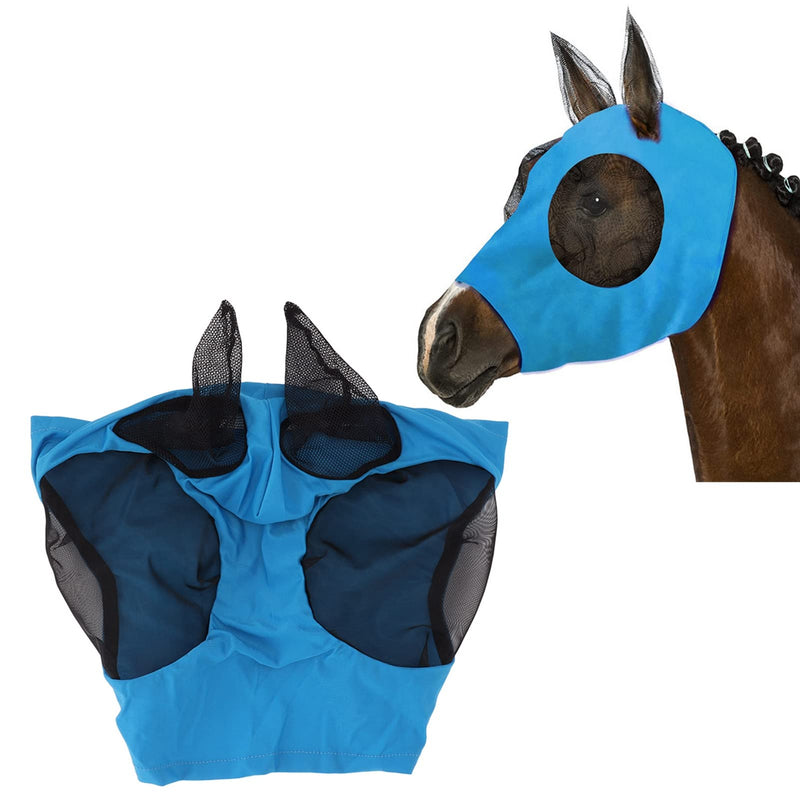 Pssopp Horse Mesh Fly Mask Breathable Elastic Horse Face Mask with Ears Riding Equestrian Equipment (Blue 40LB) - PawsPlanet Australia
