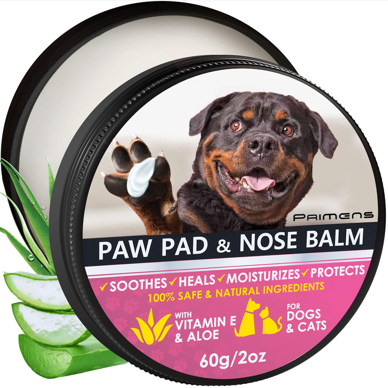 Dog Paw Balm for Dry Cracked Paws – Lick-Safe Moisturizer and Organic Paw Wax with Aloe & Vitamin E – Hot Pavement and Winter Snow Protection – Nose Safe – for All Breeds 2 OZ - PawsPlanet Australia