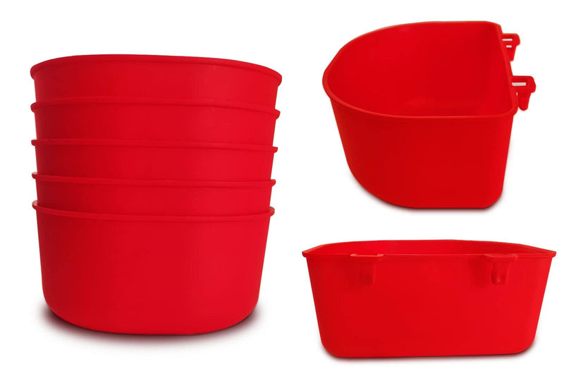 5 Pack Cage Cups Chicken Birds Feeder Water Bowl 25 OZ Rabbit Feeding Watering Dish for Travel Carrier Cat Puppy Food Dispenser Hanging Wire Cages Treats Box Seed Drinking Coop Cup Birdbath Red 25 OZ Pack of 5 - PawsPlanet Australia