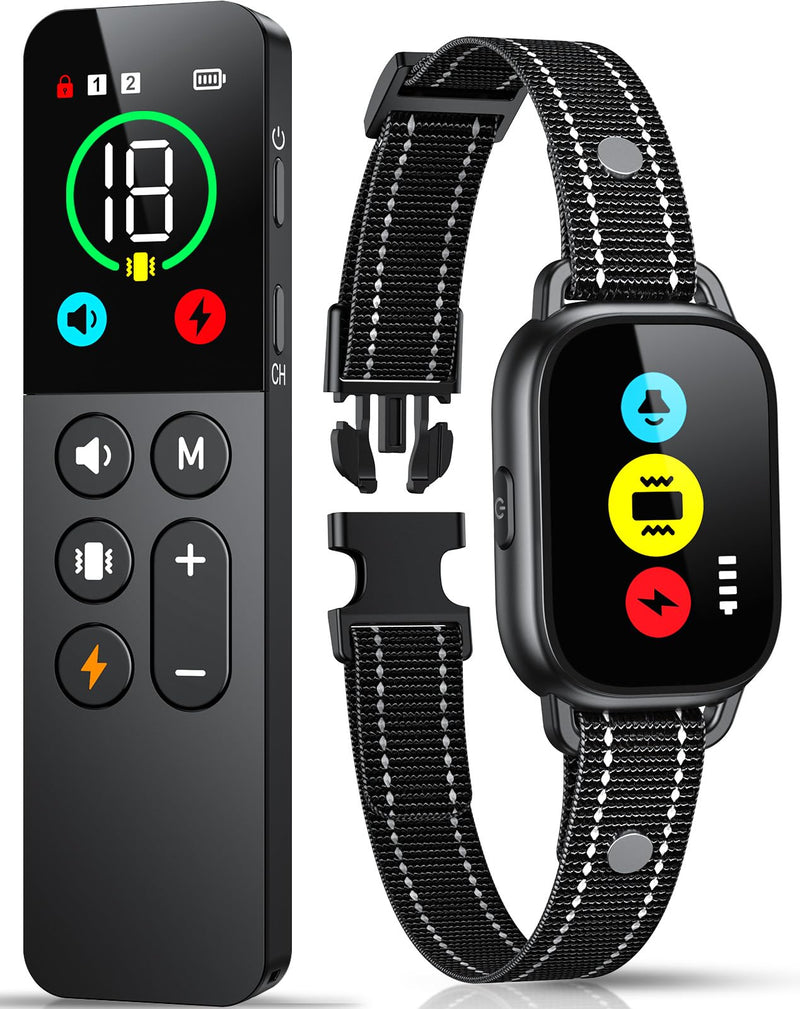 Dog Training Collar with Remote, Smart Dog Shock Collar with 3 Training Modes and Training Icons, Waterproof Electric Dog Shockers for Large and Medium Dogs (8-120 LBS) Black - PawsPlanet Australia