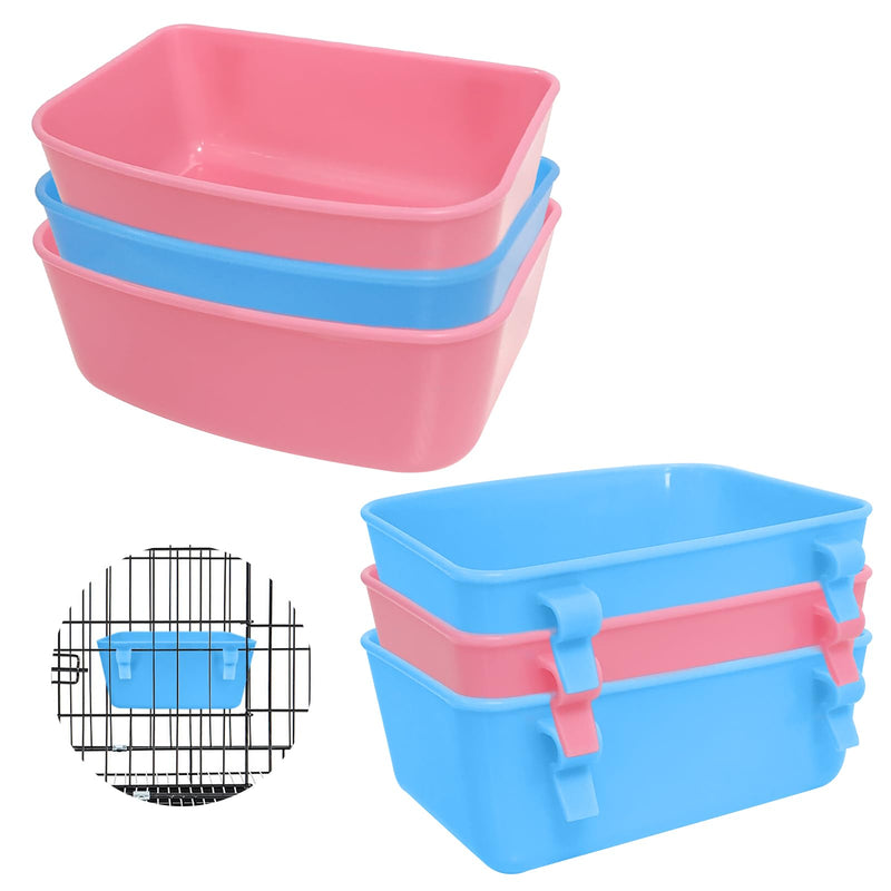 6 Pack Feeder (Blue, Pink), Hanging Feeder,Food and Water Container, Bath Water Bowl Universal for Birds Hamsters Mice Rats Rabbit Guinea Pig Small Pets - PawsPlanet Australia