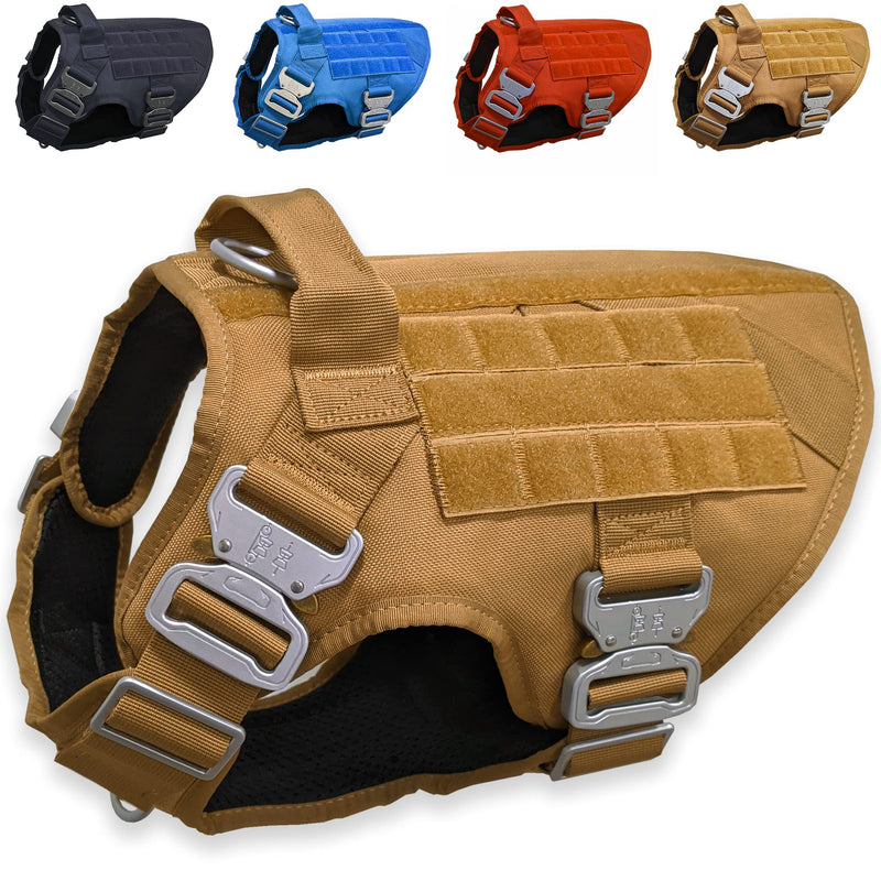 Tactical Dog Harness with 4 Metal Buckles. Tactical Vest for Dog No-Pull with Handle, Heavy Duty Harness for Small Dog (S) - PawsPlanet Australia