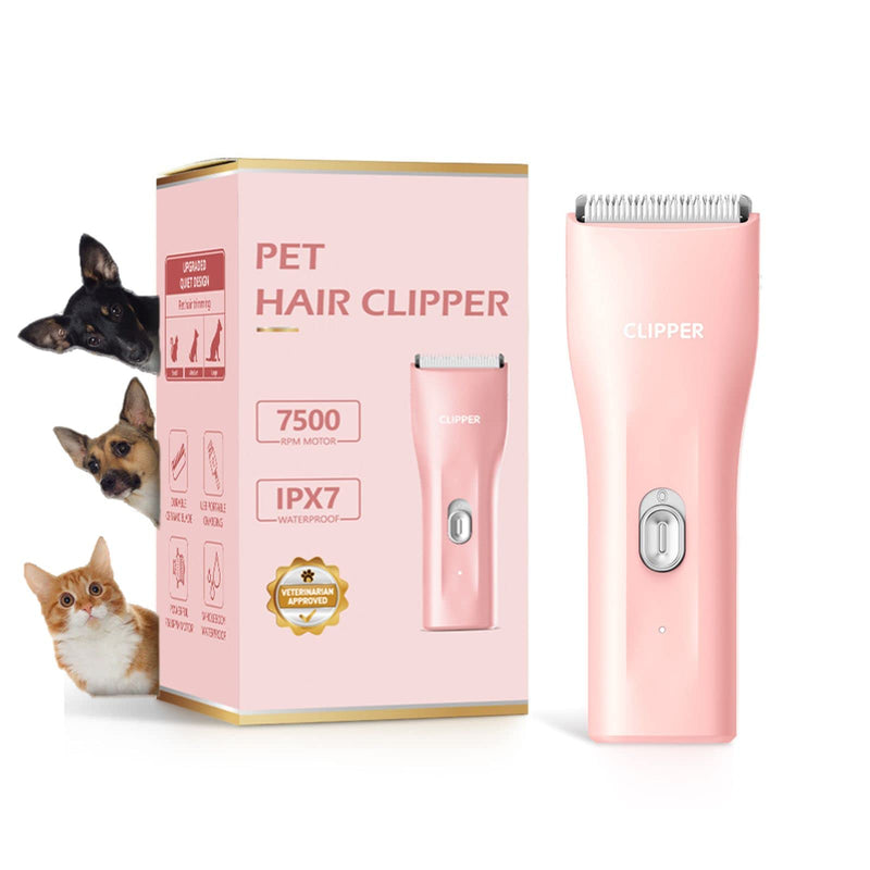 Dog Grooming Kit Clipper for Thick Coat Low Noise Cordless Cat Hair Trimmer Rechargeable Shaver Pet Grooming Tools for Small and Large Animals L006-pink - PawsPlanet Australia
