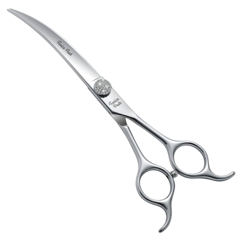 Fenice Peak 7.5‘’ Super Curved Dog Grooming Scissors with Jewelled Screw 440C Stainless Steel Pet Grooming Bending Scissors with Symmetrical Handle for Groomer and Home User 7.5‘’ - PawsPlanet Australia