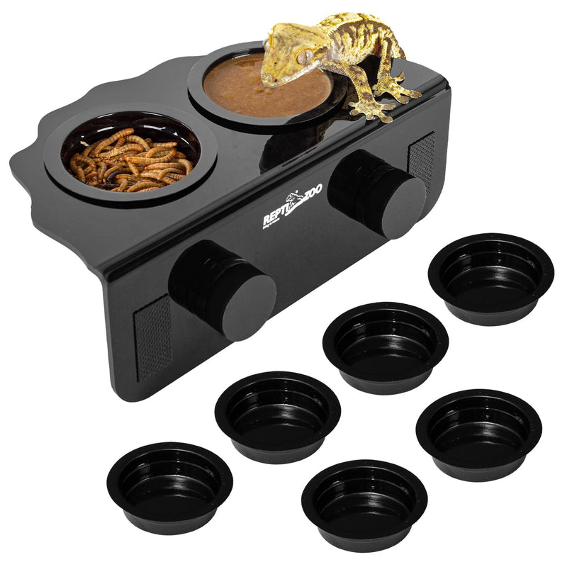 REPTI ZOO Magnetic Gecko Feeding Ledge, Acrylic Aboreal Feeding Ledge with 6PCS Cups, Strong Magnetic Reptile Ledge Gecko Food Ledge - PawsPlanet Australia