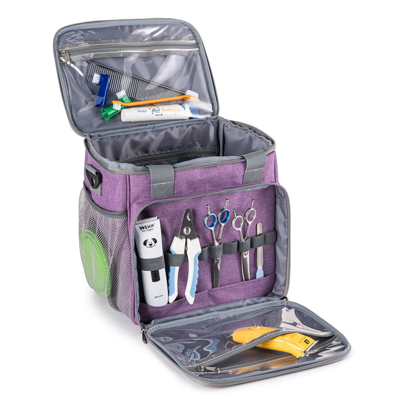 Pet Grooming Bag, Dog Grooming Supplies Organizer Tote Bag, Perfect for Pet Grooming Tool Kit Accessories-Purple Purple - PawsPlanet Australia