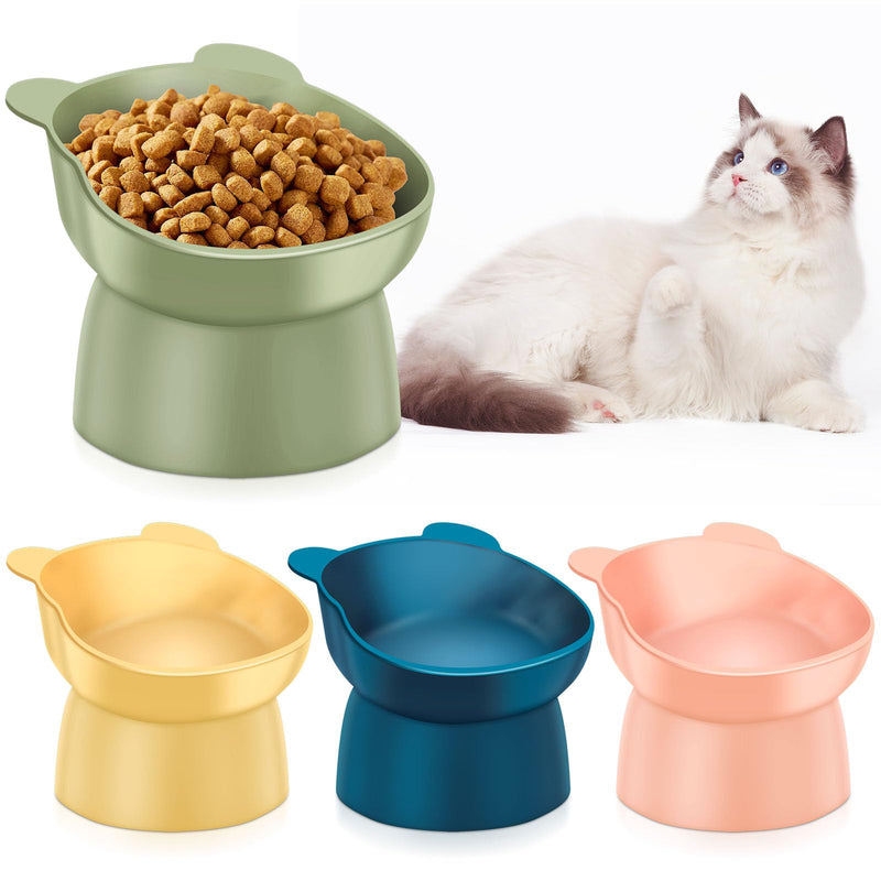 Zhehao 4 Pcs Elevated Cat Bowls Plastic Raised Cat Bowl 15 Degrees Tilted Raised Pet Food and Water Bowls Cute Anti Vomit Food Dishes Pet Feeders for Cats and Small Dogs (Bear) Bear - PawsPlanet Australia