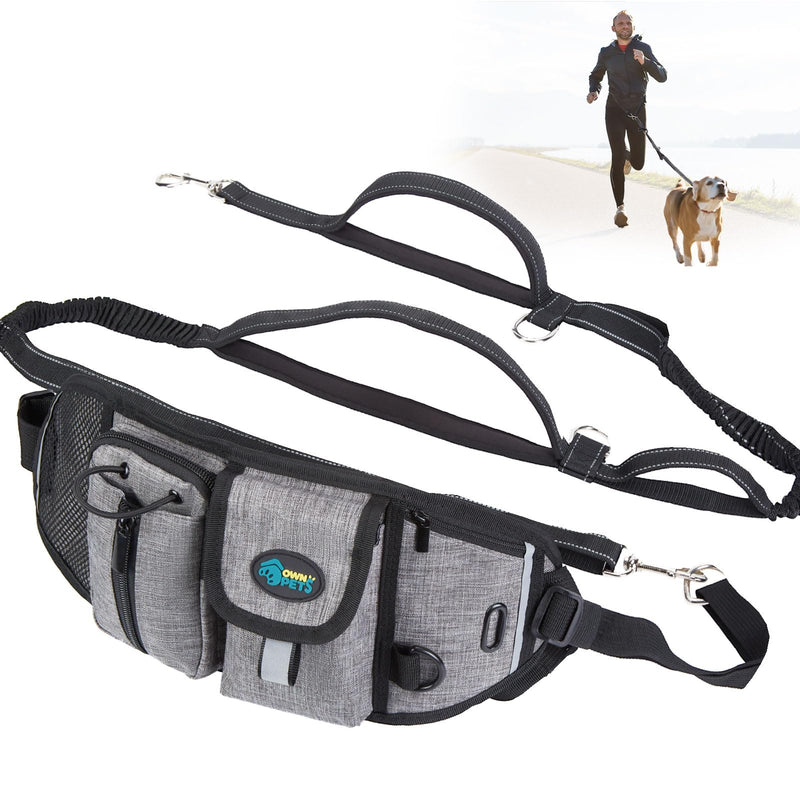 Ownpets Hand Free, Elastic Shock-Absorbing Dog Leash & Dog Running Leash Belt, Dog Waist Zipper Pouch with Soft Padds, Pockets, Ideal for Walking, Jogging, Hiking, Training Dogs - PawsPlanet Australia