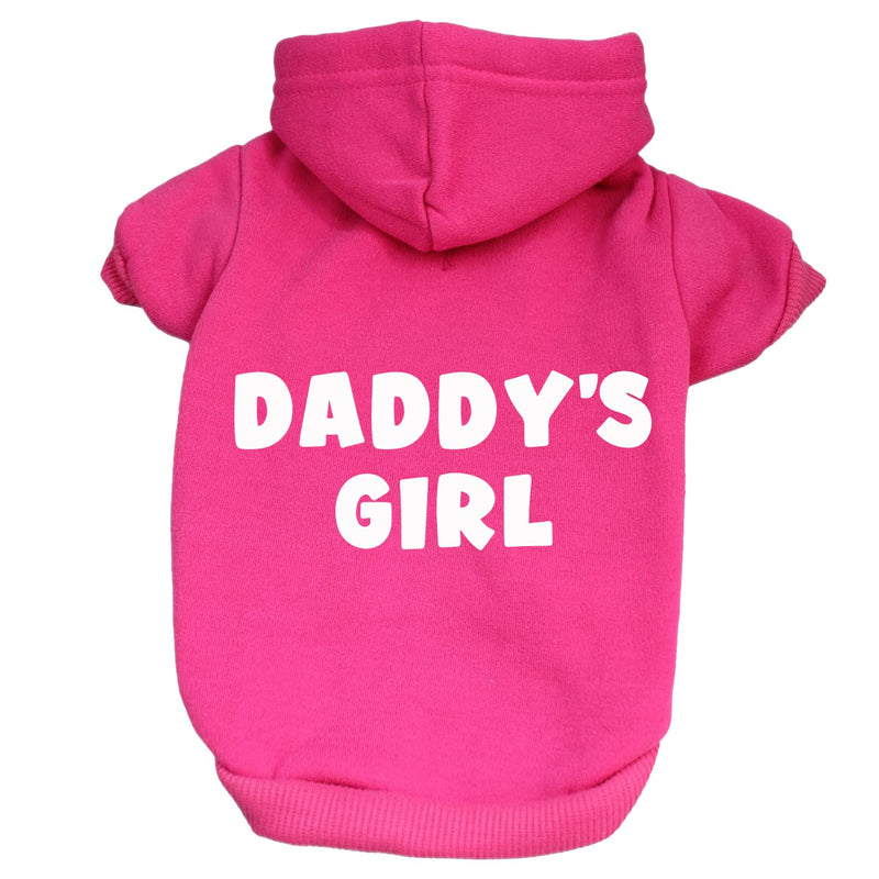 Daddy’s Girl Father's Day Dog Hoodie Fleece Lined Pullover Sweatshirt with Leash Hole (Hot Pink, Medium 948) Hot Pink - PawsPlanet Australia