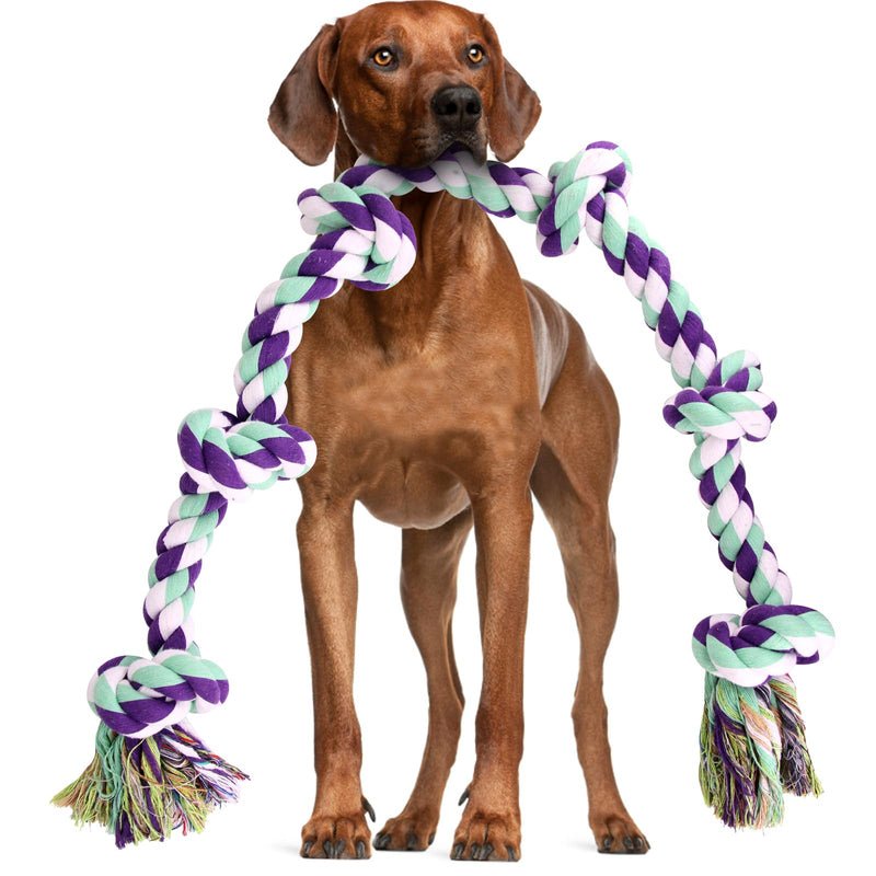 Dog Rope Toys for Large Dogs - 42In 6 Knots Indestructible Dog Rope Toy, Dog Toys for Aggressive Chewers, Heavy Duty Dog Chew Toys, Tug of War Rope Toy, Tough Dog Rope Toys for Medium Large Breeds Blue-Rope Toy - PawsPlanet Australia
