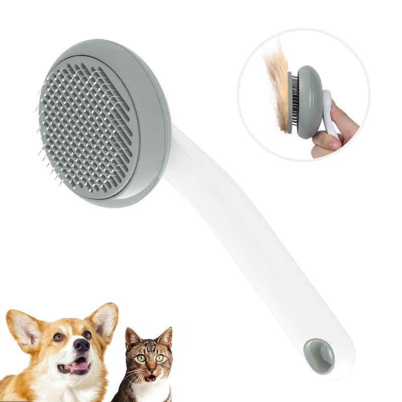 Cat Brush for Shedding, Pet Grooming Self Cleaning Slicker Brush for Cats & Dogs, Grey - PawsPlanet Australia