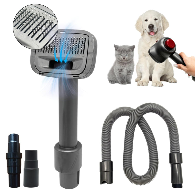 Pet Hair Grooming Brush Vacuum Attachment for Dogs, Cats with Vacuum Extension Hose up to 3.5M – Compatible with Miele, Shark Rocket HV322, HV301, HV371, Rotator NV501, Navigator NV350 Series & More