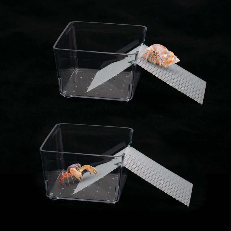 2 Pack Transparent Hermit Crab Water Tank with Climbing Ramp, Hermit Crab Aquarium Tank Cage Salt Water Pool Accessories, Hermit Crab Habitat for Small or Medium Hermit Crab Habitat - PawsPlanet Australia