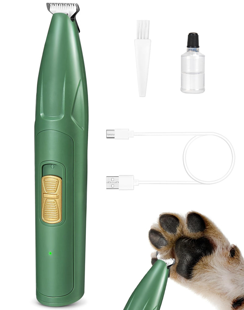 LEYOUFU Dog Clippers for Grooming, 2 Speed Low Noise Cordless Dog Paw Trimmer, Rechargeable Small Pet Hair Trimmer for Grooming, Cat Hair Clippers Shaver for Paws, Eyes, Ears, Face, Rump (Green) Green - PawsPlanet Australia