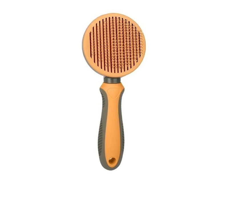 Pet Grooming Tool Needle Brush, Self Cleaning Slicker Brushes for Pet Grooming, Remove Undercoat, Shedding Hair from Long or Short Hair Pro. Curved Needle - Orange - PawsPlanet Australia