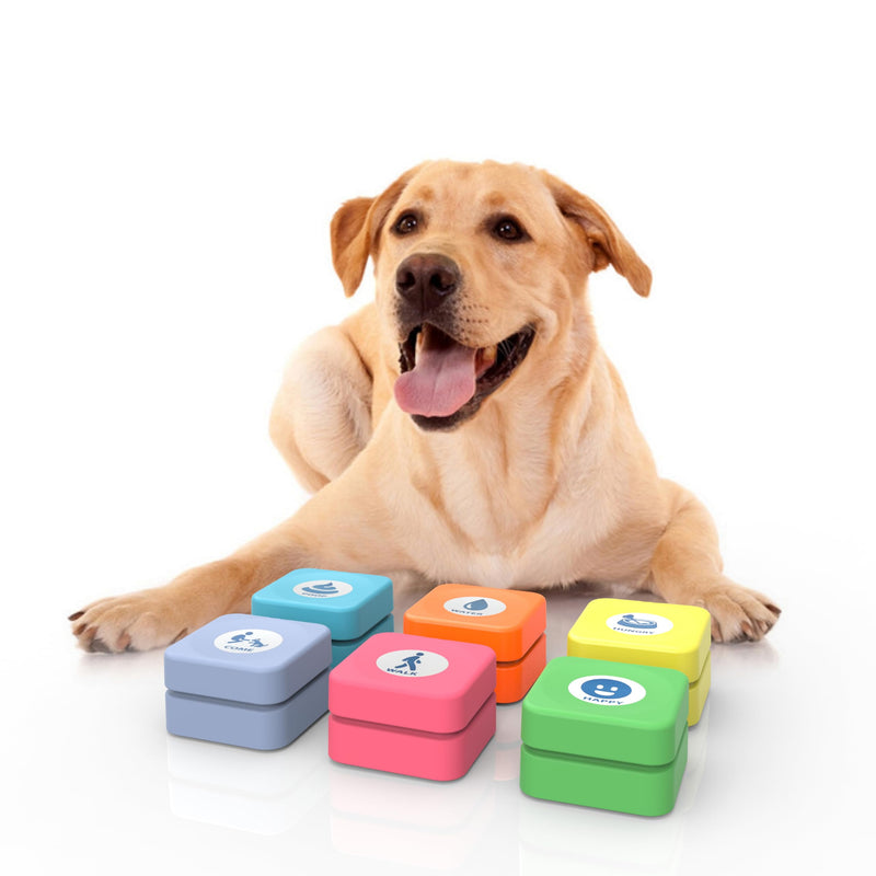 Rechargeable Dog Buttons for Communication Starter Pack,Training Dogs Talk Buttons Set Voice Recordable Gifts Funny for Study Office Home 6 Counts 6 Counts + Rechargeable + Stickers - PawsPlanet Australia