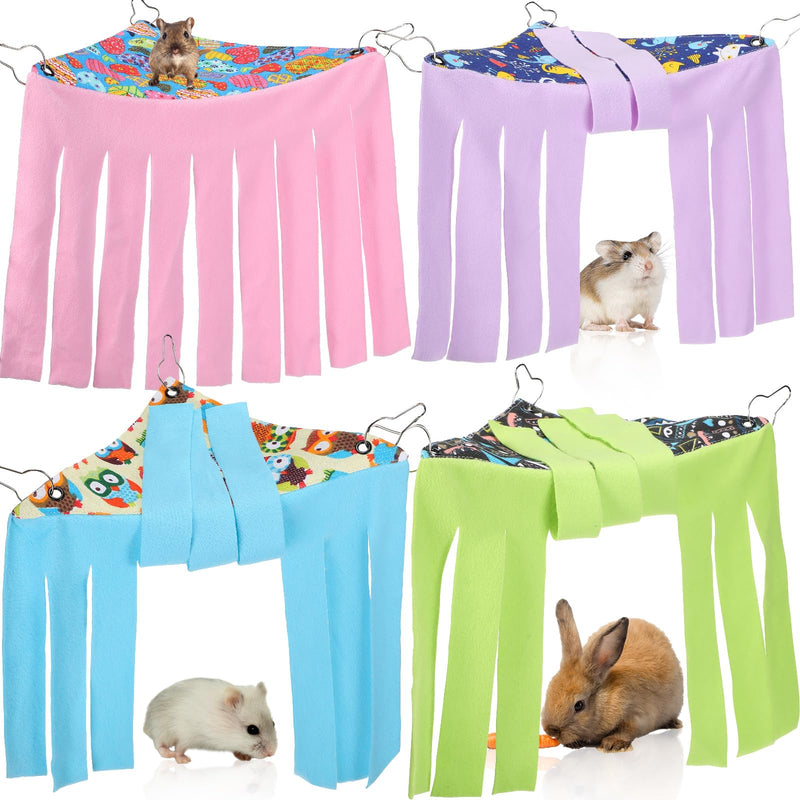 4 Pcs Guinea Pig Hideout Small Animal Corner Fleece Hideaway Cute Ferret Hammock Cage Decor Accessories for Hamster Hedgehog Small Bunny Small Pets, 4 Styles - PawsPlanet Australia
