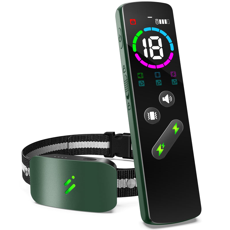 Dog Shock Collar with 10 Levels Beep, 2680FT 4 Modes Electric Dog Training Collar with Remote, Waterproof Dog Shocker for Large Medium Dogs (8-120Lbs) Green - PawsPlanet Australia
