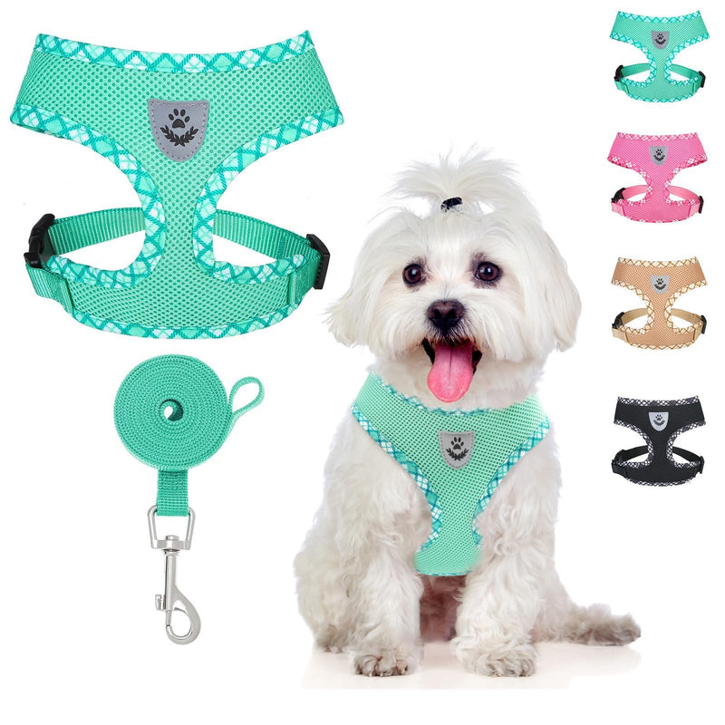 BINGPET Dog Harness and Leash Set,Reflective No Pull Dog Vest Harness Soft Mesh Breathable,Adjustable Step-in Pet Harness for Small Medium Dogs Puppy Cats(Green,L) Large Green(Mesh)-2pcs - PawsPlanet Australia