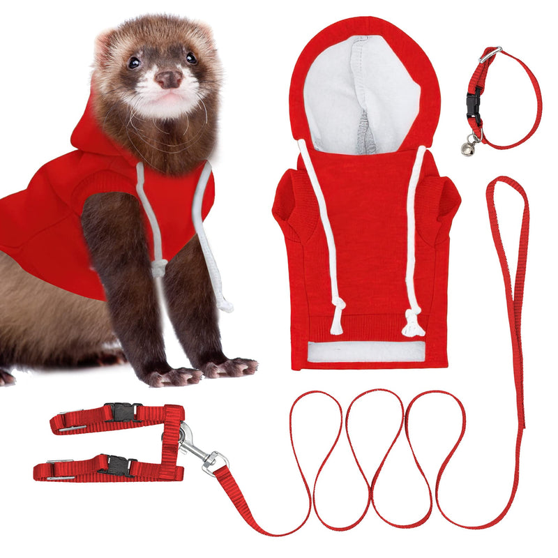 Red Ferret Sweater, Harness, and Leash Set - Ferret Clothes- Ferret Accessories - Clothes for Ferrets - Ferret Stuff - Hoodies for Ferrets - Ferret Accessories red - PawsPlanet Australia