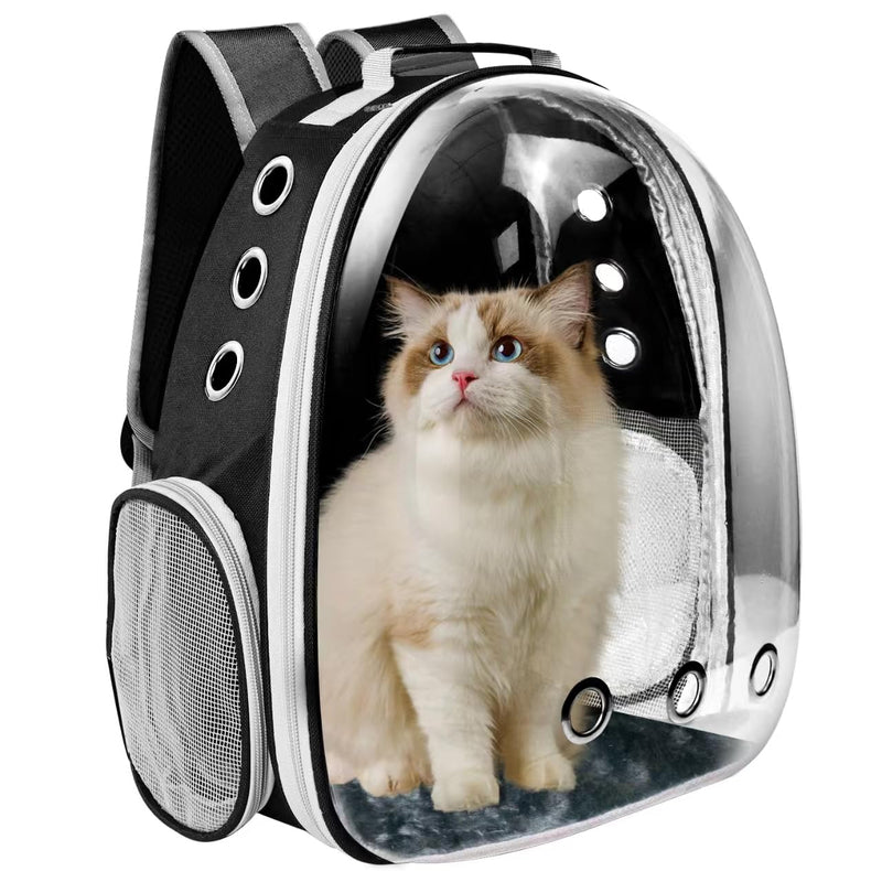 Cat Backpack Carrier, Pet Cat Carrier with Ventilated Design for Carrying Puppy Cats, Pet Carrier Backpack for Traveling/Hiking/Camping/Outdoors Airline Approved Travel Carrier (Black) - PawsPlanet Australia
