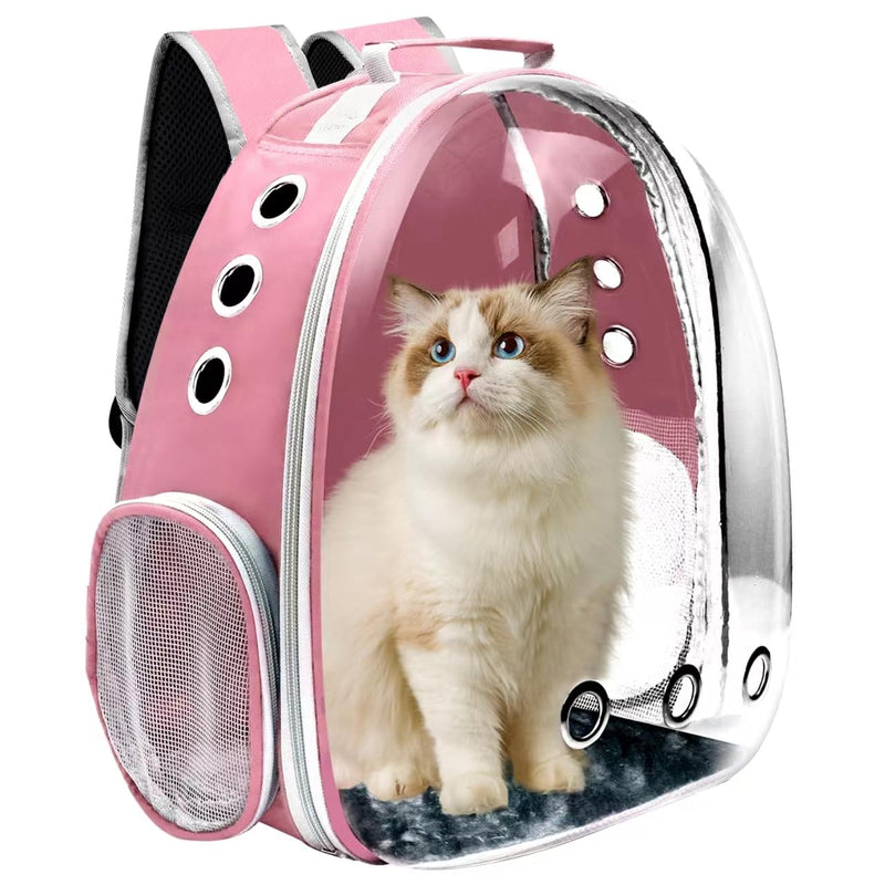 Cat Backpack Carrier, Pet Cat Carrier with Ventilated Design for Carrying Puppy Cats, Pet Carrier Backpack for Traveling/Hiking/Camping/Outdoors Airline Approved Travel Carrier(Pink) Pink